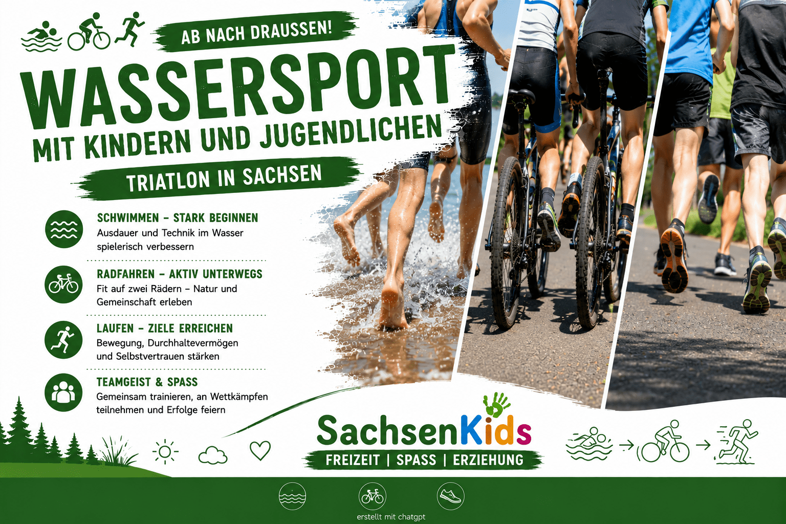 Schwimmen, Radfahren und Laufen in einer Disziplin – Triathlon für Kinder und Jugendliche in Sachsen