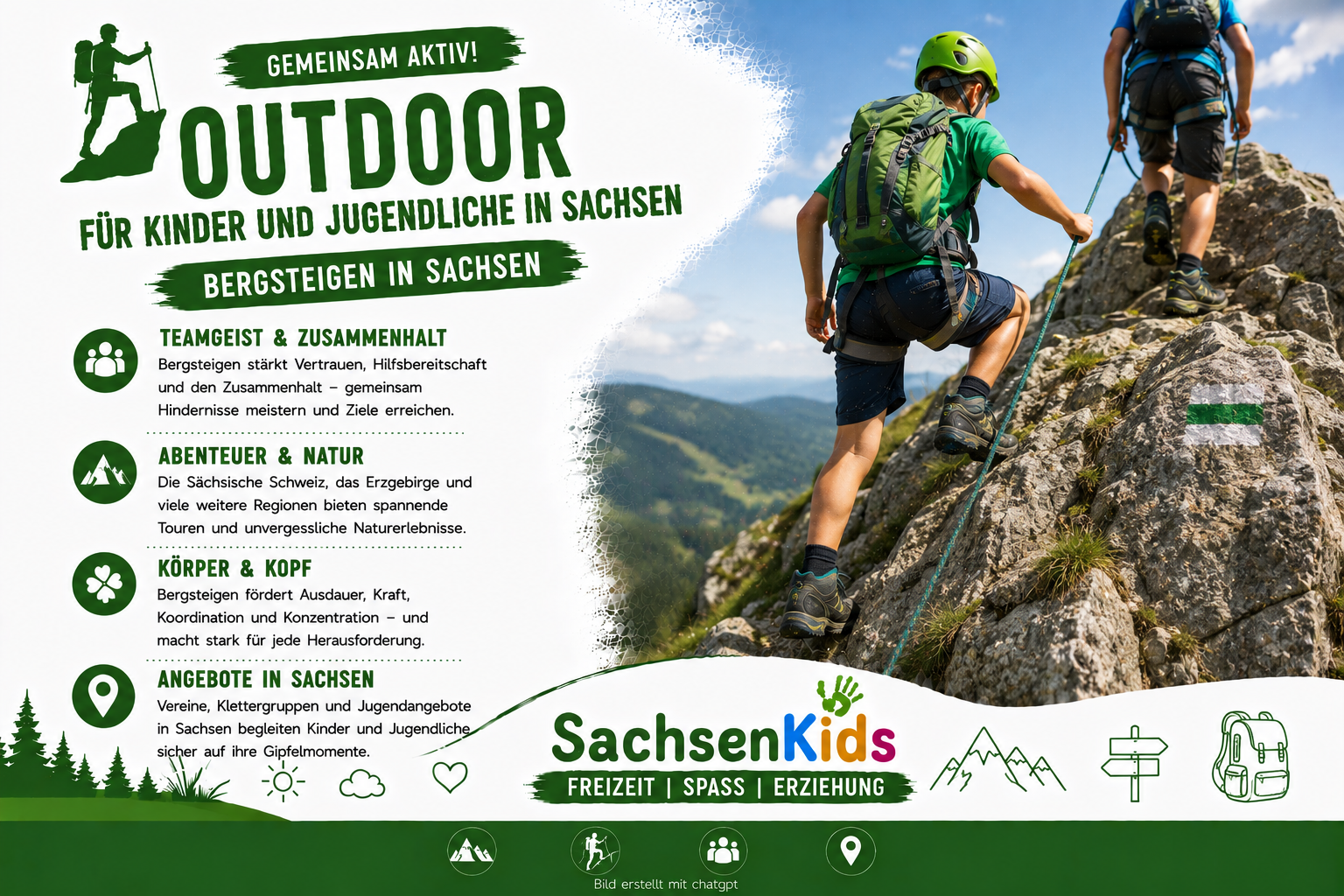 Bergsteigen Outdoorsport für Kinder in Sachsen