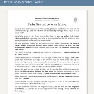 Bewegungsgeschichte Fuchs Finn und der erste Schnee